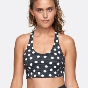 Outdoor Voices Doing Things Bra Black Polka Dot